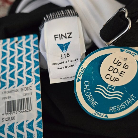 NWT FINZ Stripe Splice DD/E Cup One-piece Swimsuit 16 - Picture 4 of 4